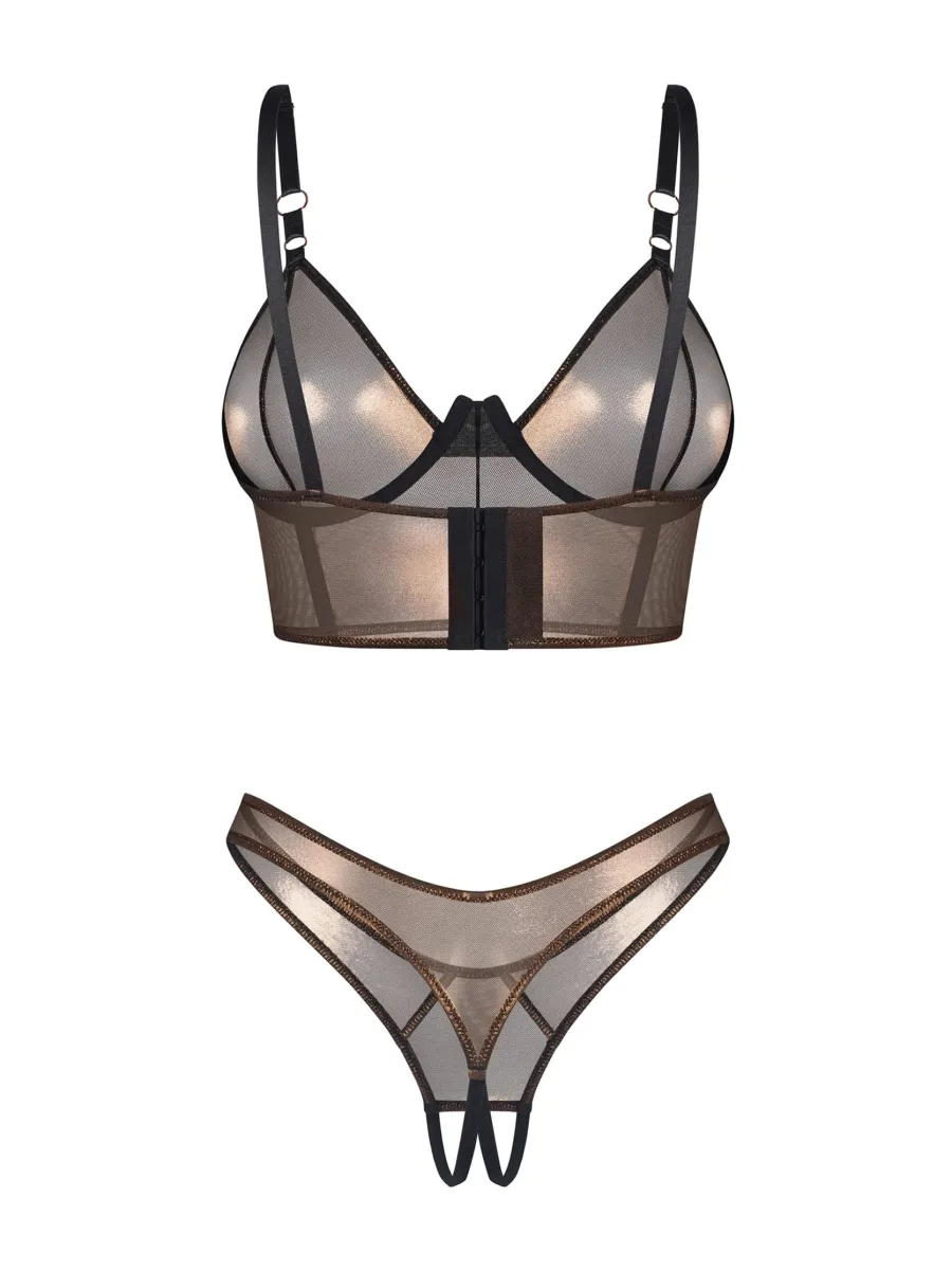 Bronze Lingerie Set Obsessive Soranna — Sheer Mesh