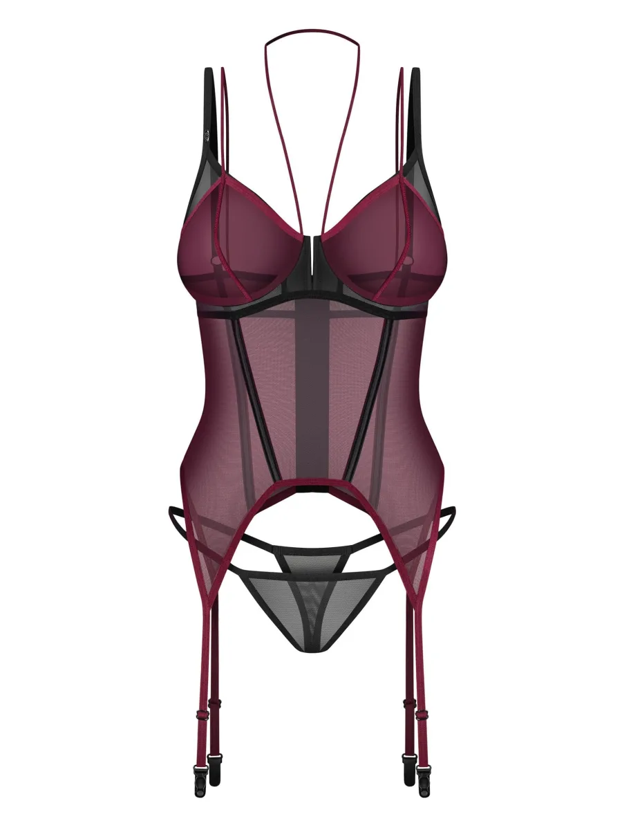 Burgundy Corset Obsessive Exquisite Parisel — Sensual Set