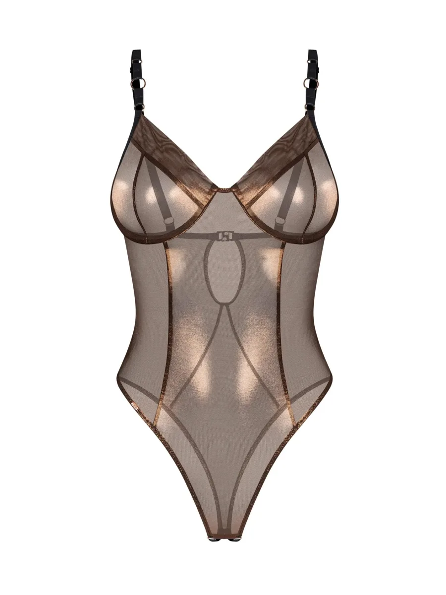 Gold Mesh Teddy Obsessive Soranna — Crotchless Bodysuit Lingerie