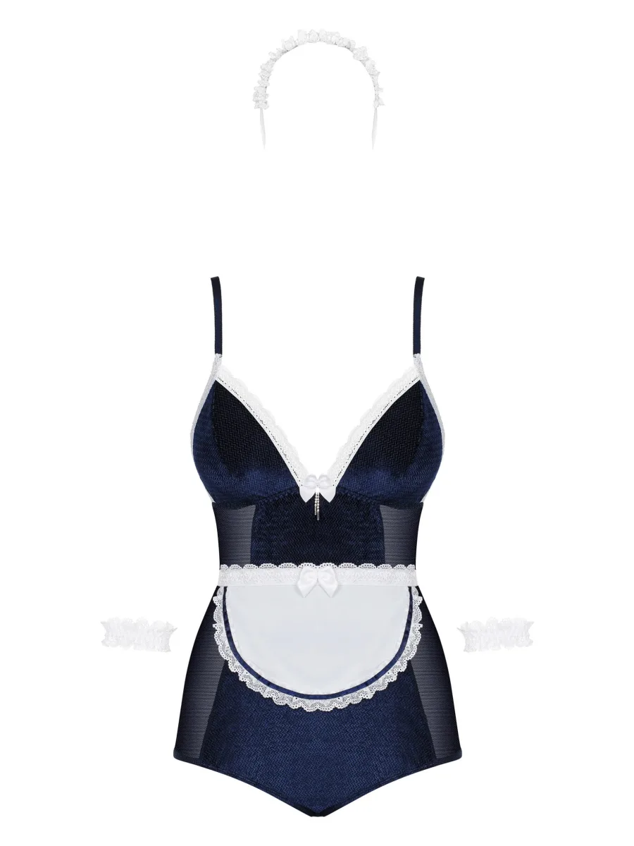 Navy Blue Bodysuit Obsessive Maid Costume