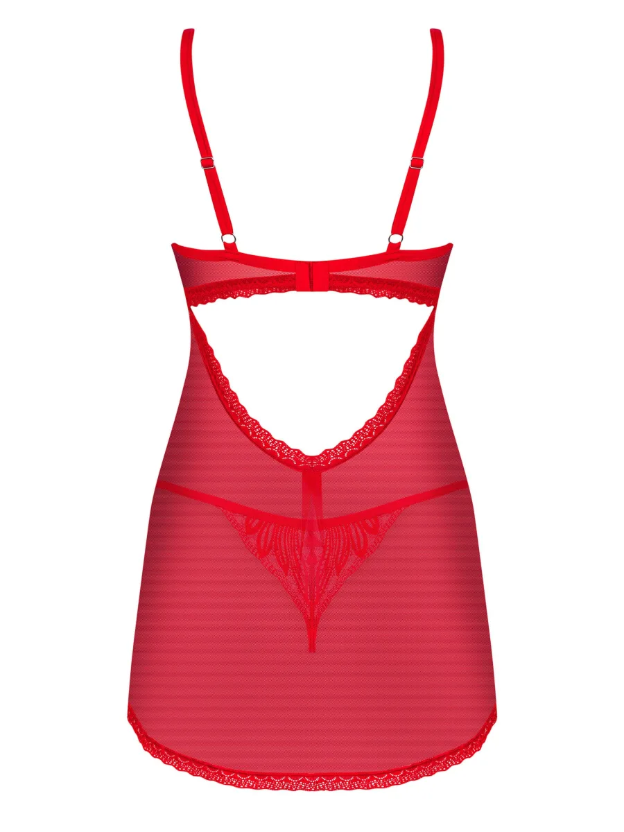 Red Babydoll Obsessive Chilisa — Lace Lingerie Set