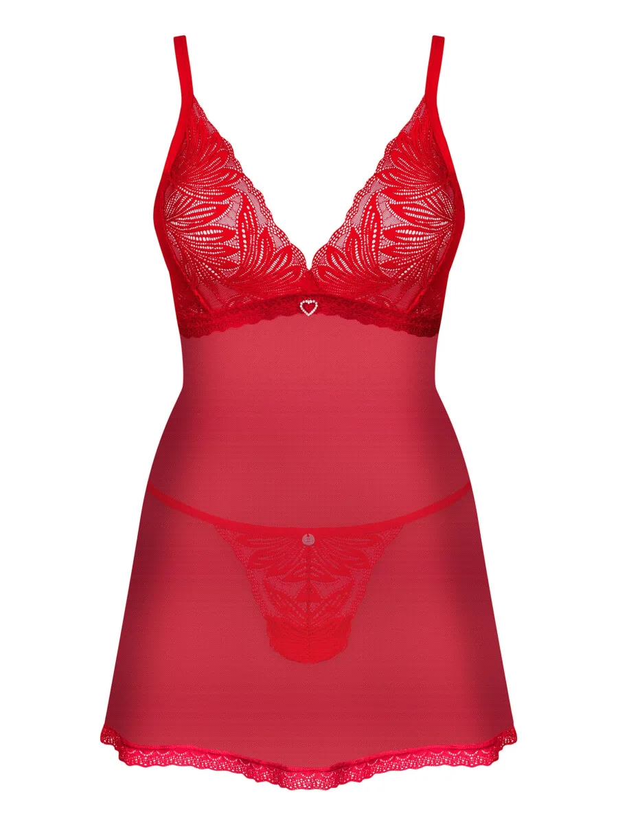 Red Babydoll Obsessive Chilisa — Lace Lingerie Set