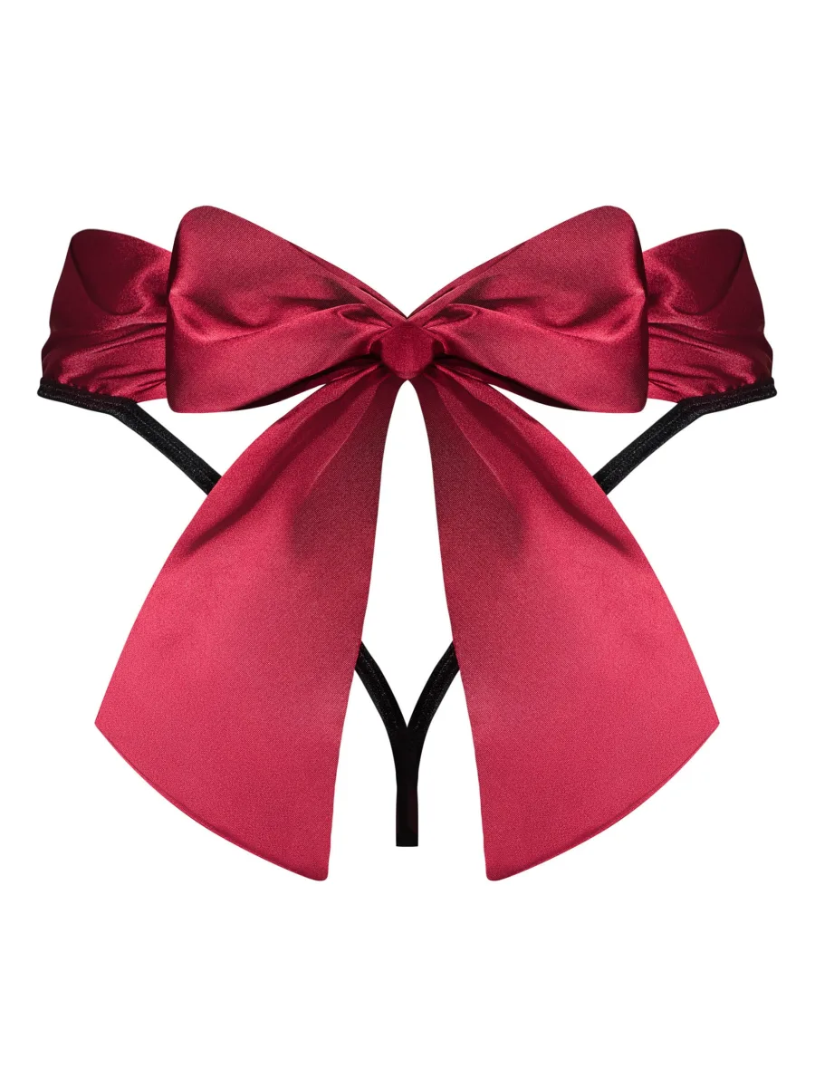 Red Black Thong Obsessive Tienesy — Bow