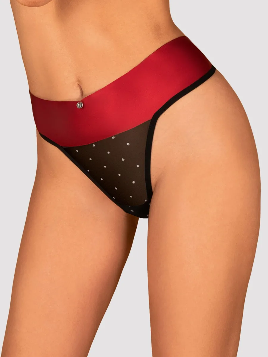 Red Black Thong Obsessive Tienesy — Bow