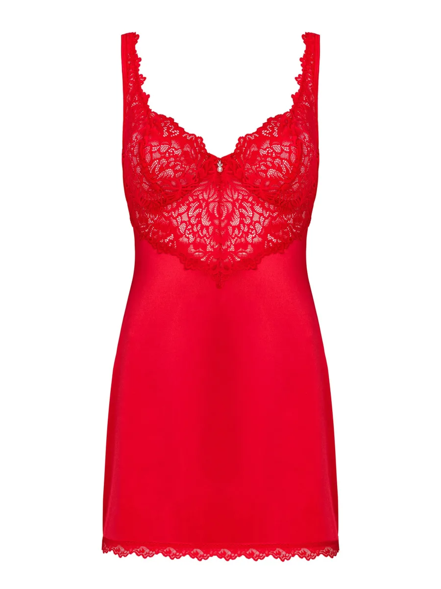 Red Chemise Set Obsessive Amor Cherris — Underwired Lace