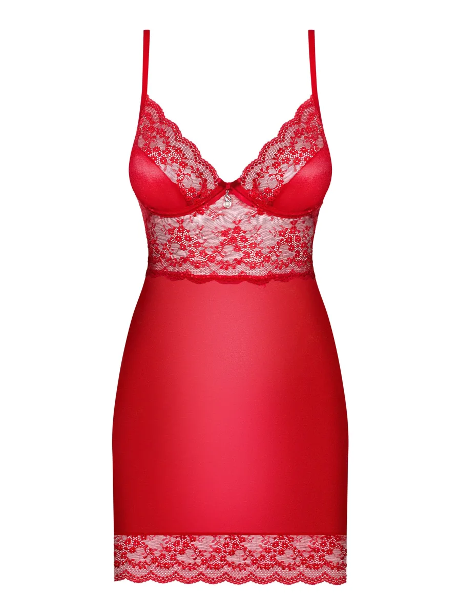 Red Chemise Set Obsessive Lovica — Underwire Cups