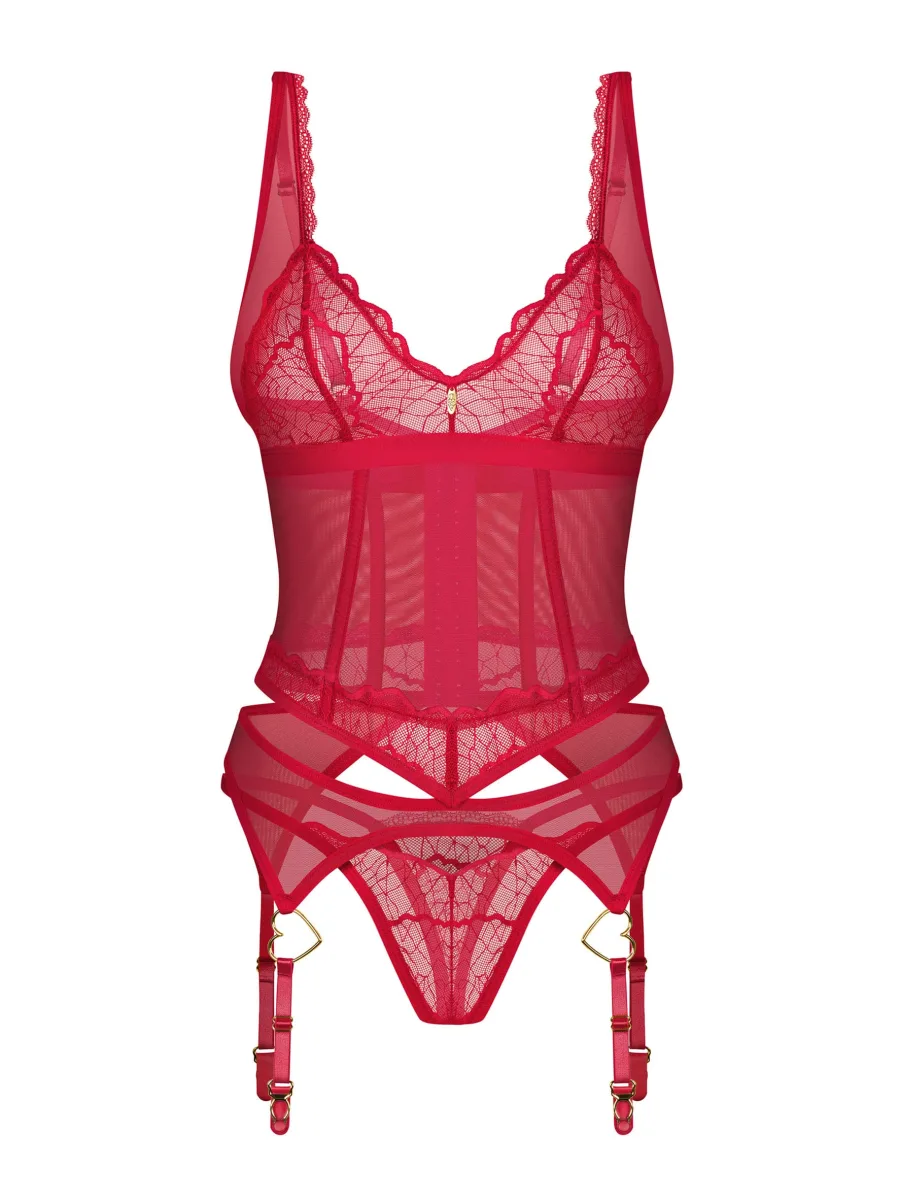Red Corset Set Obsessive Cupide Desir — Lace