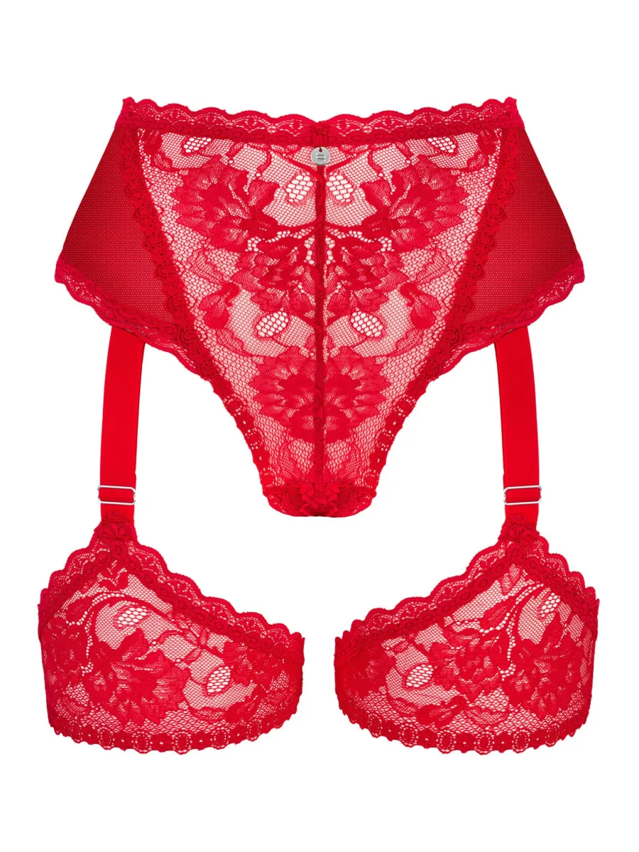 Red Garter Panties Obsessive Belovya — Floral Lace Set