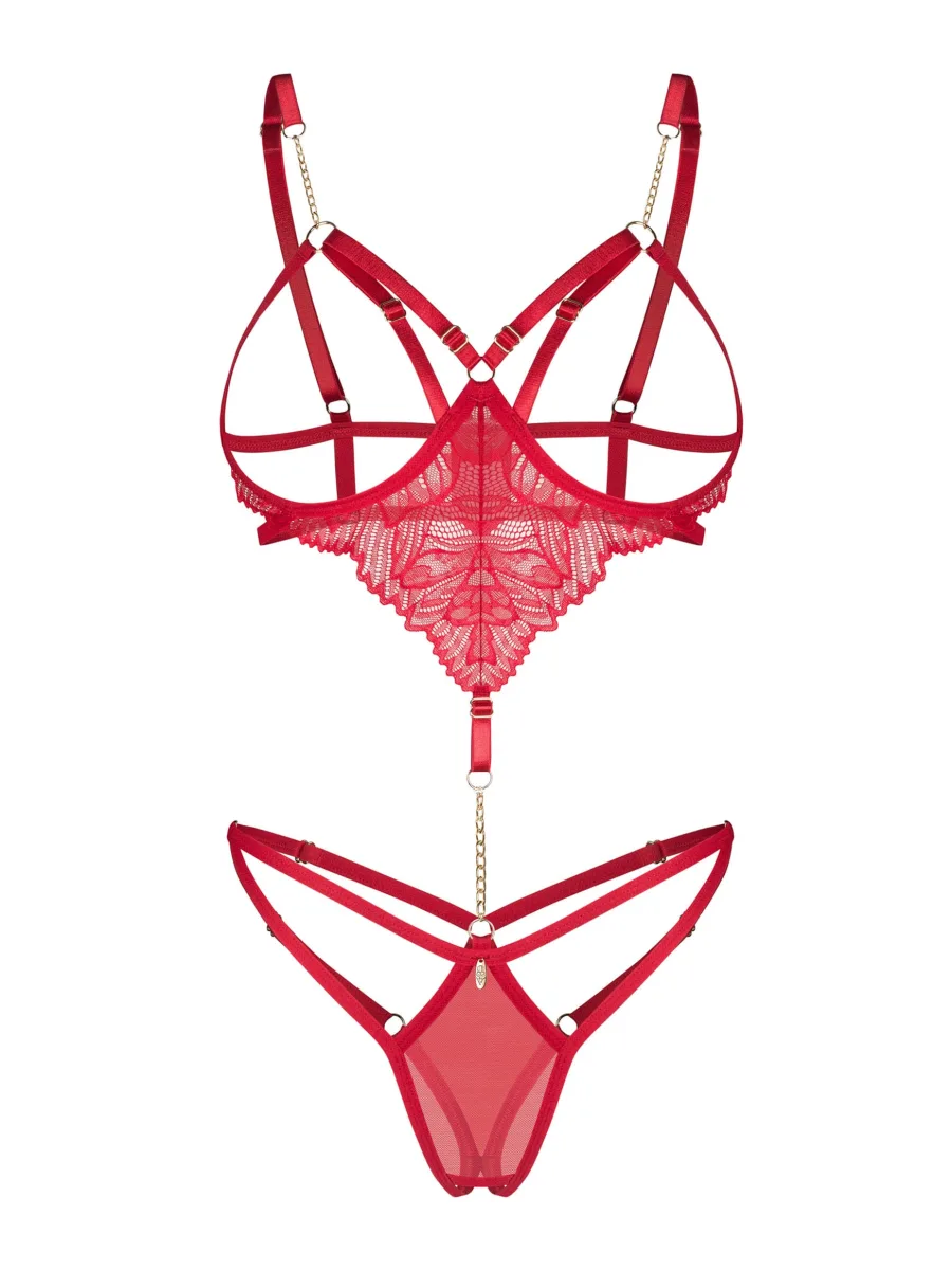 Red Lace Teddy Obsessive Matildea — Open Design