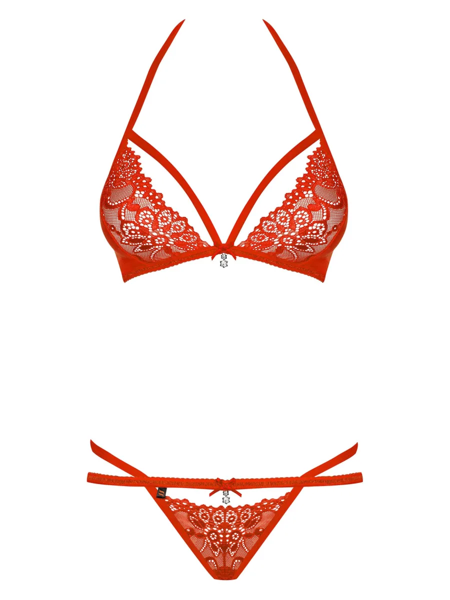 Red Lingerie Set Obsessive 838-SEG-3 — 3-Piece