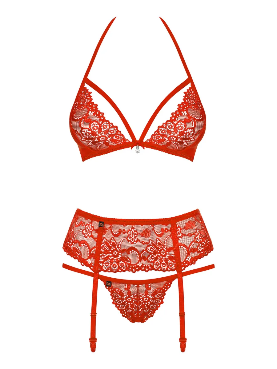 Red Lingerie Set Obsessive 838-SEG-3 — Lace Set