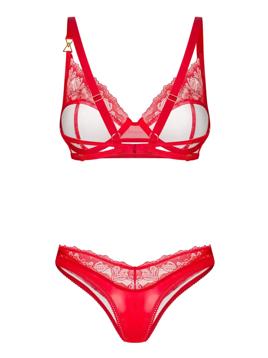 Red Lingerie Set Obsessive Aliosa — Lace Underwired Set