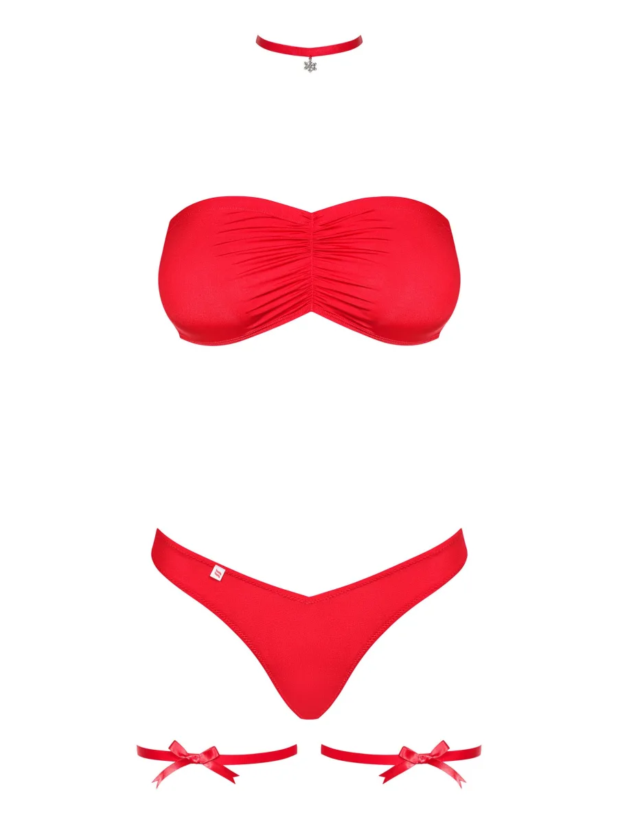Red Lingerie Set Obsessive Kissmas — 4-Piece Festive Outfit