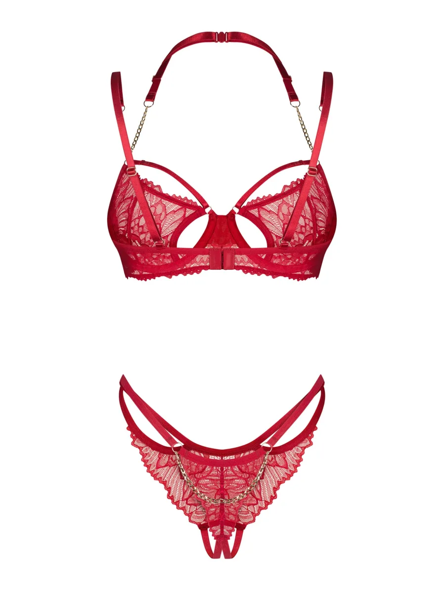 Red Lingerie Set Obsessive Matildea — Chains