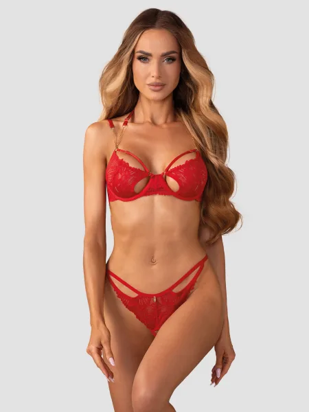Red Lingerie Set Obsessive Matildea — Chains