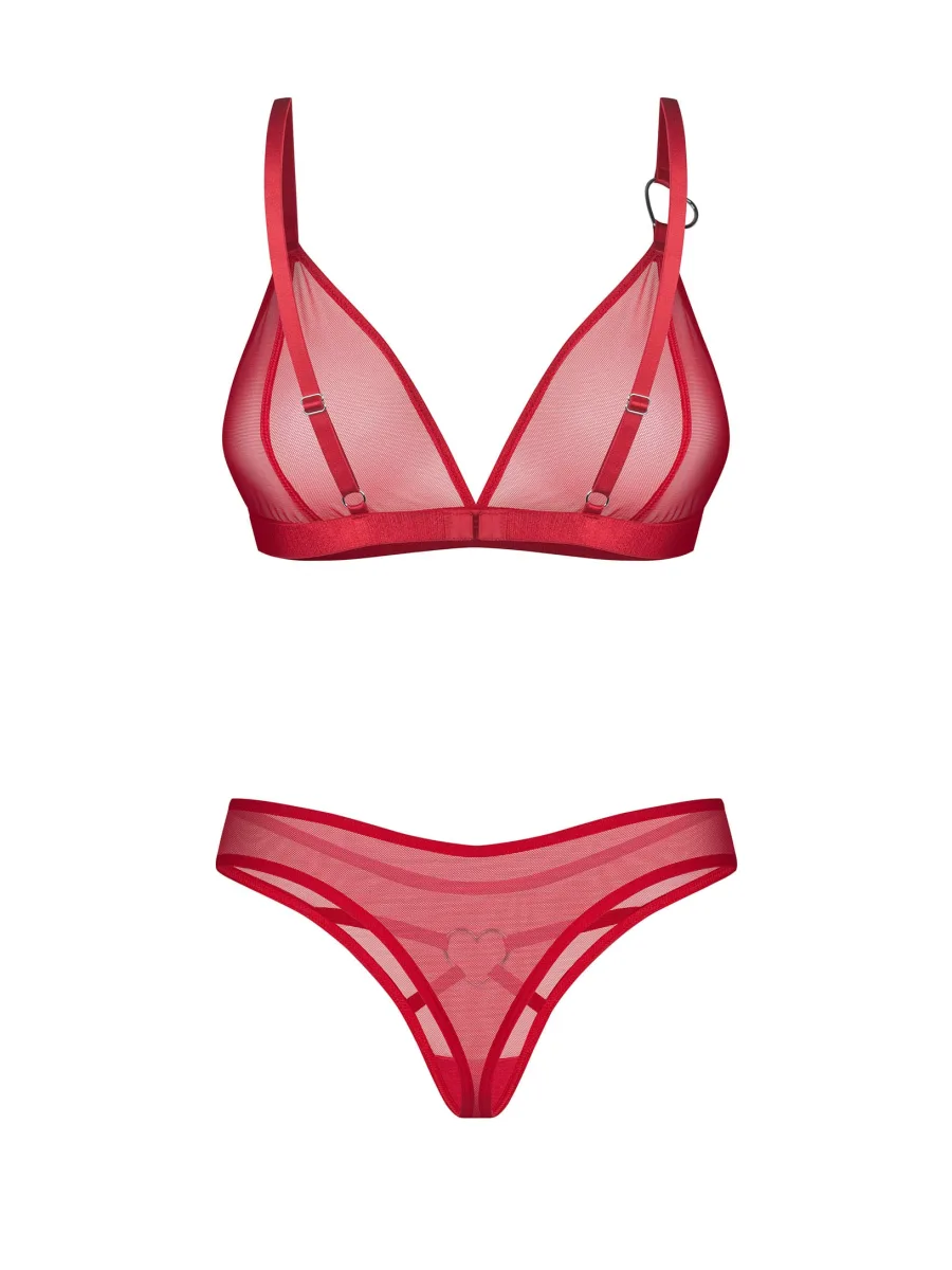 Red Sheer Mesh Bra And Thong Set Obsessive Crimessa