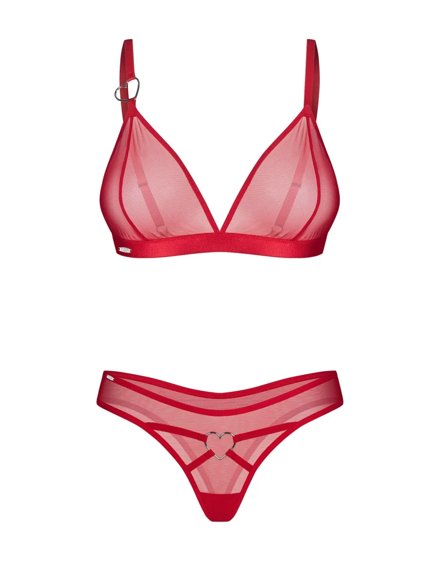 Red Sheer Mesh Bra And Thong Set Obsessive Crimessa