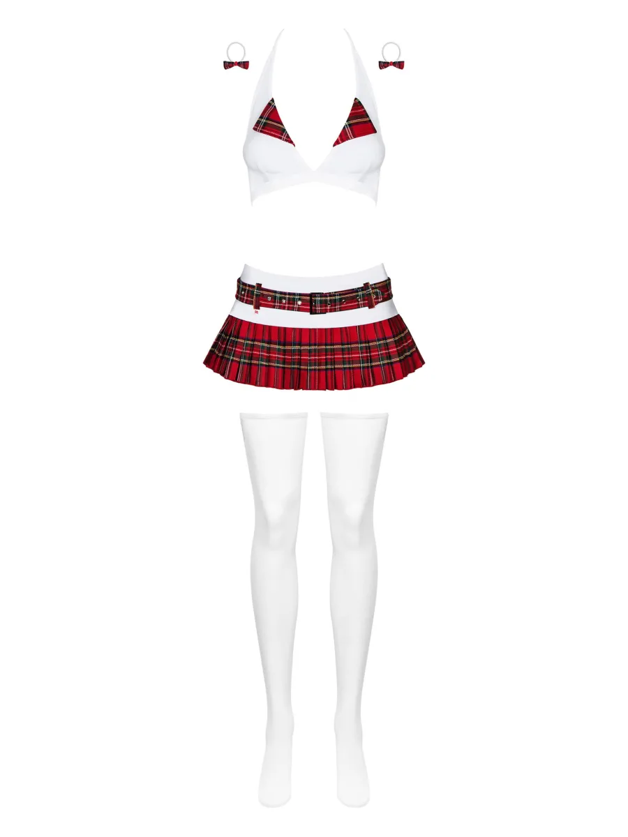 Red Tartan Lingerie Set Obsessive Schooly — Schoolgirl Costume