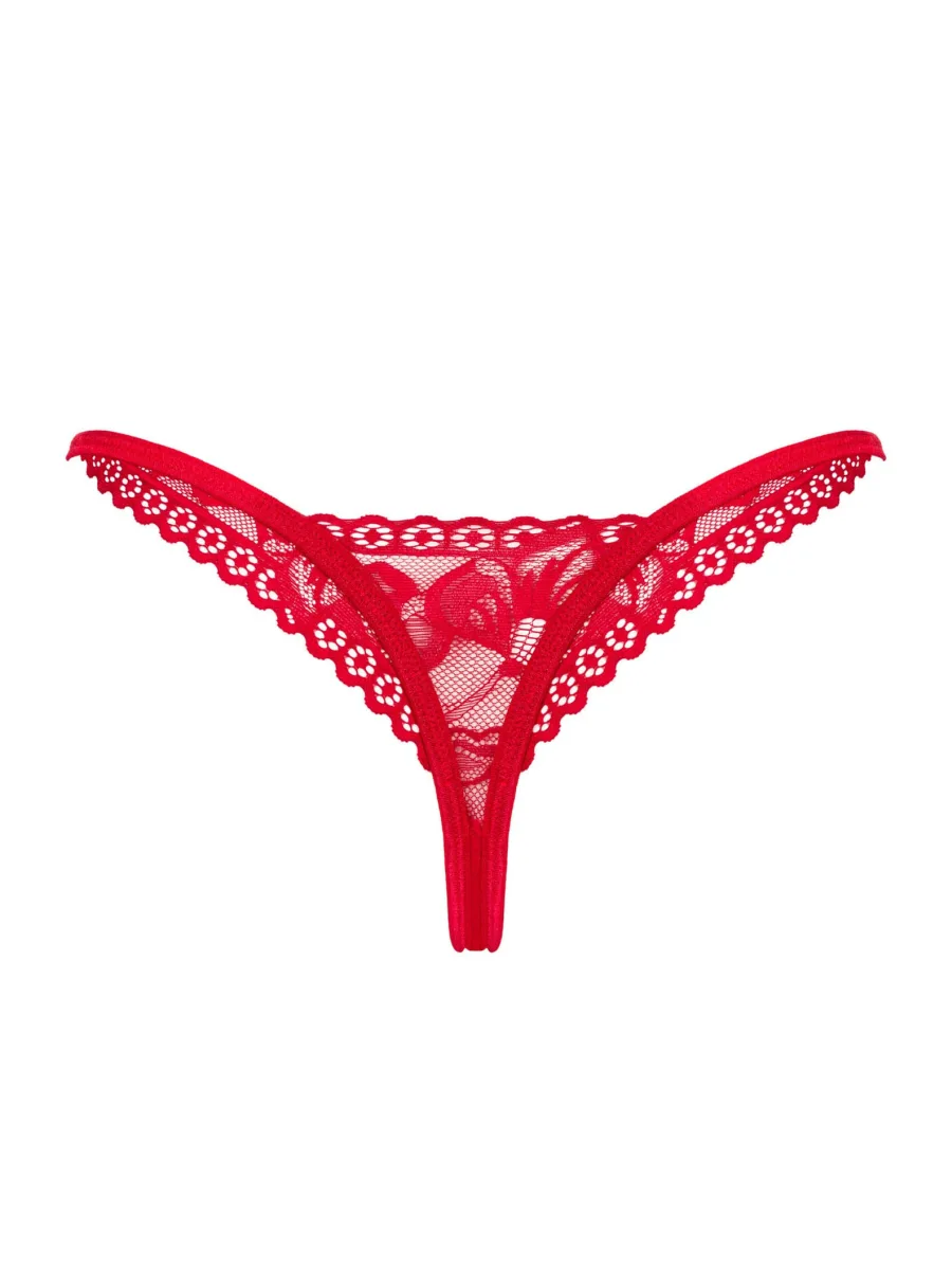 Red Thong Obsessive Lacelove — Floral Lace