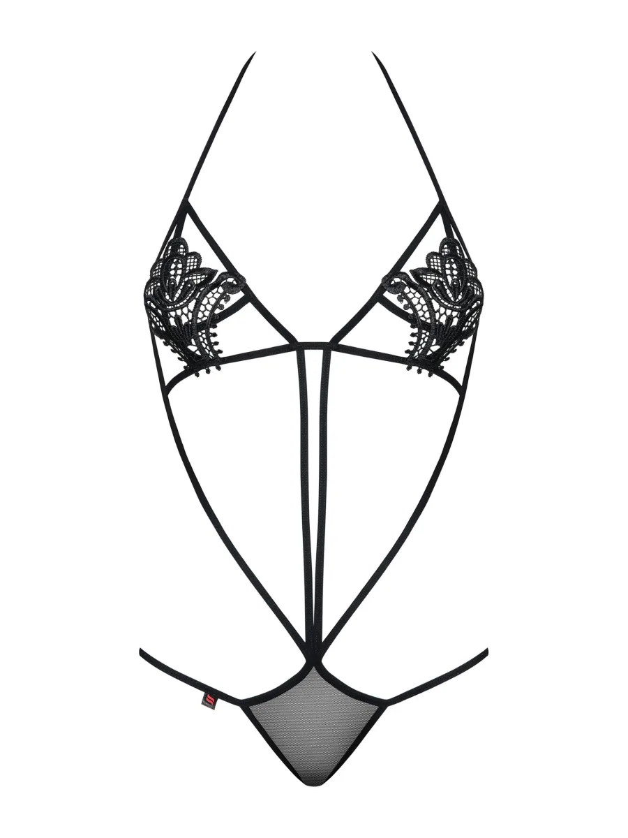 Riemchen-Body mit Blumenapplikationen Obsessive Luiza