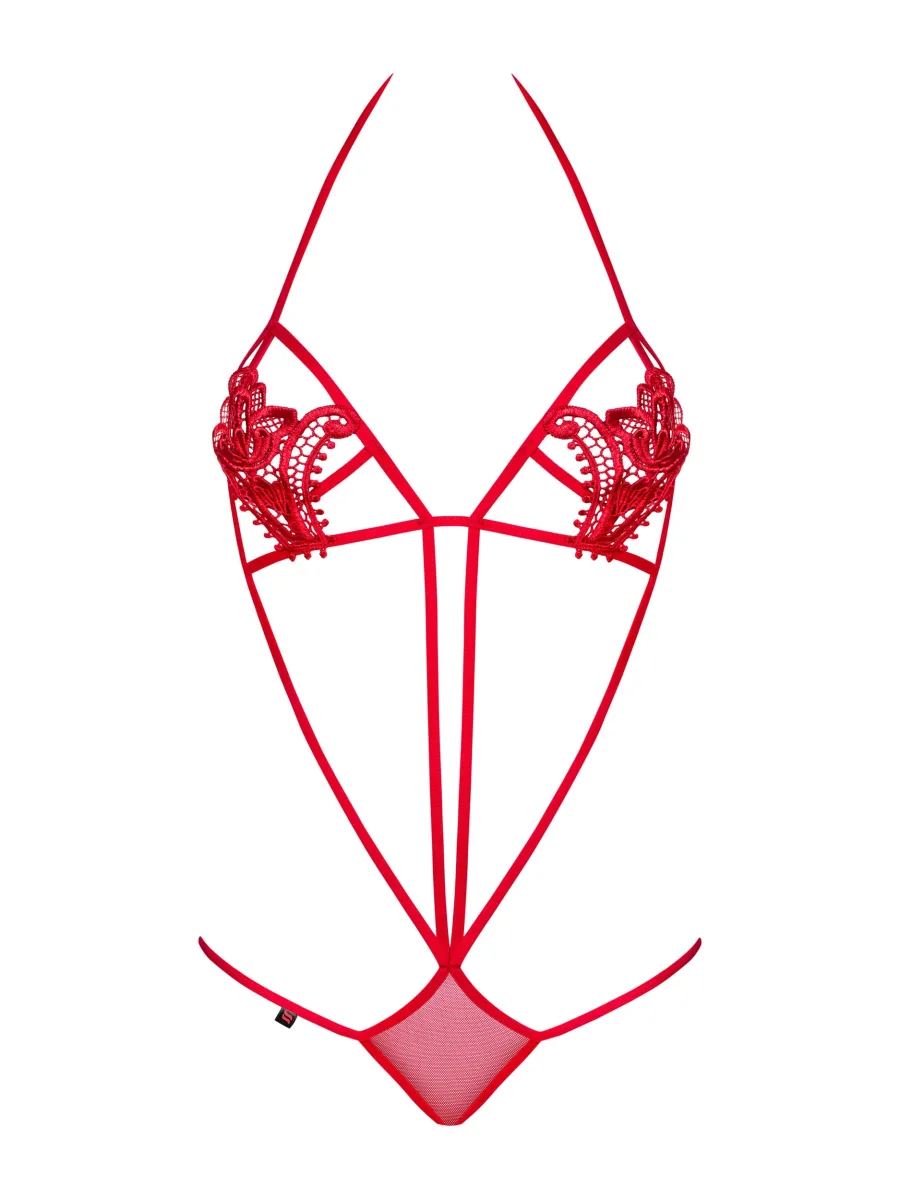 Riemchen-Body mit Blumenapplikationen Obsessive Luiza