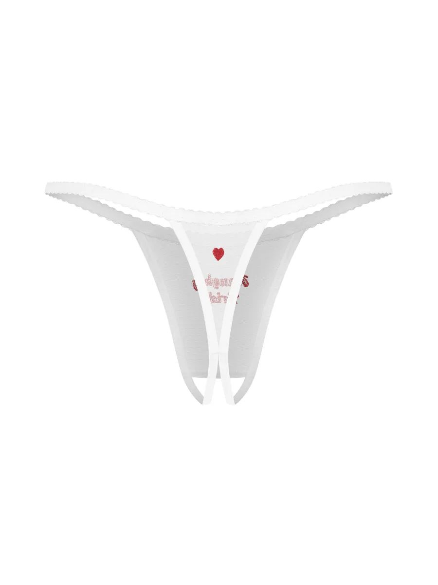 White 3-Piece Bra Thong and Crotchless Thong Set Obsessive Weddya Bride