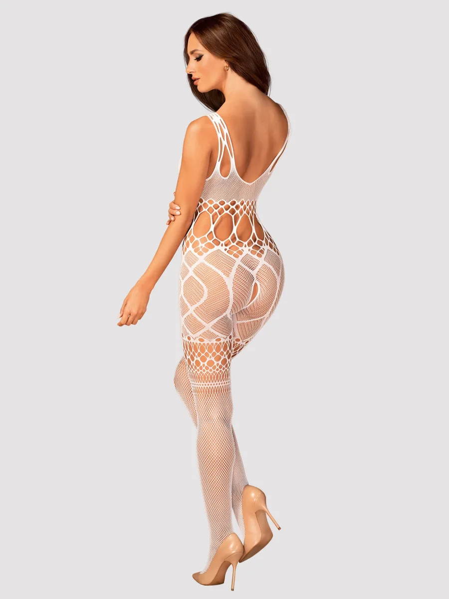 White Bodystocking Obsessive G330 — Crotchless Teddy