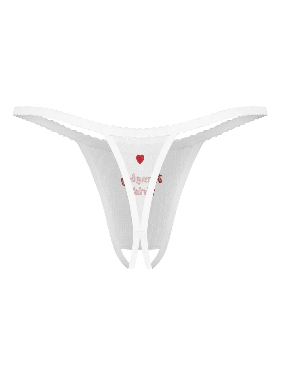 White Crotchless Naughty Bride Embroidered Thong Obsessive Weddya