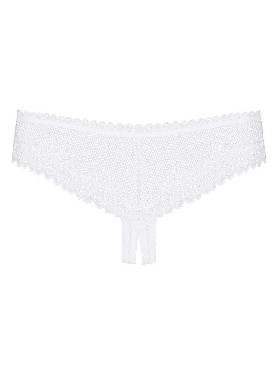 White Crotchless Thong Obsessive Alabastra — Lace