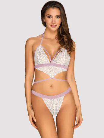 White Lace Bodysuit Obsessive Lilyanne — Lilac Straps