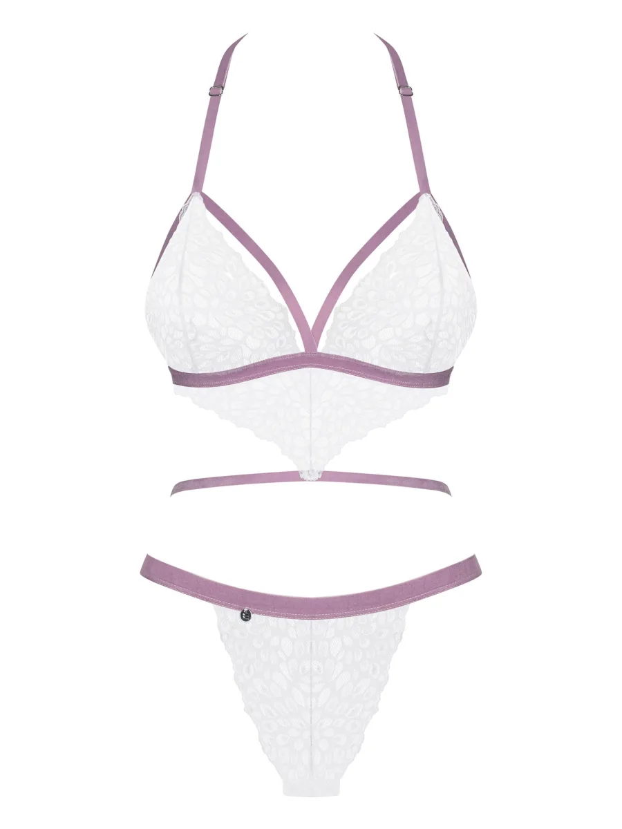 White Lace Bodysuit Obsessive Lilyanne — Lilac Straps