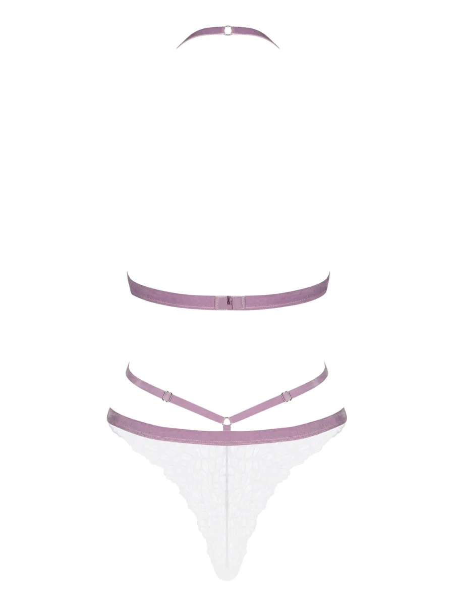 White Lace Bodysuit Obsessive Lilyanne — Lilac Straps