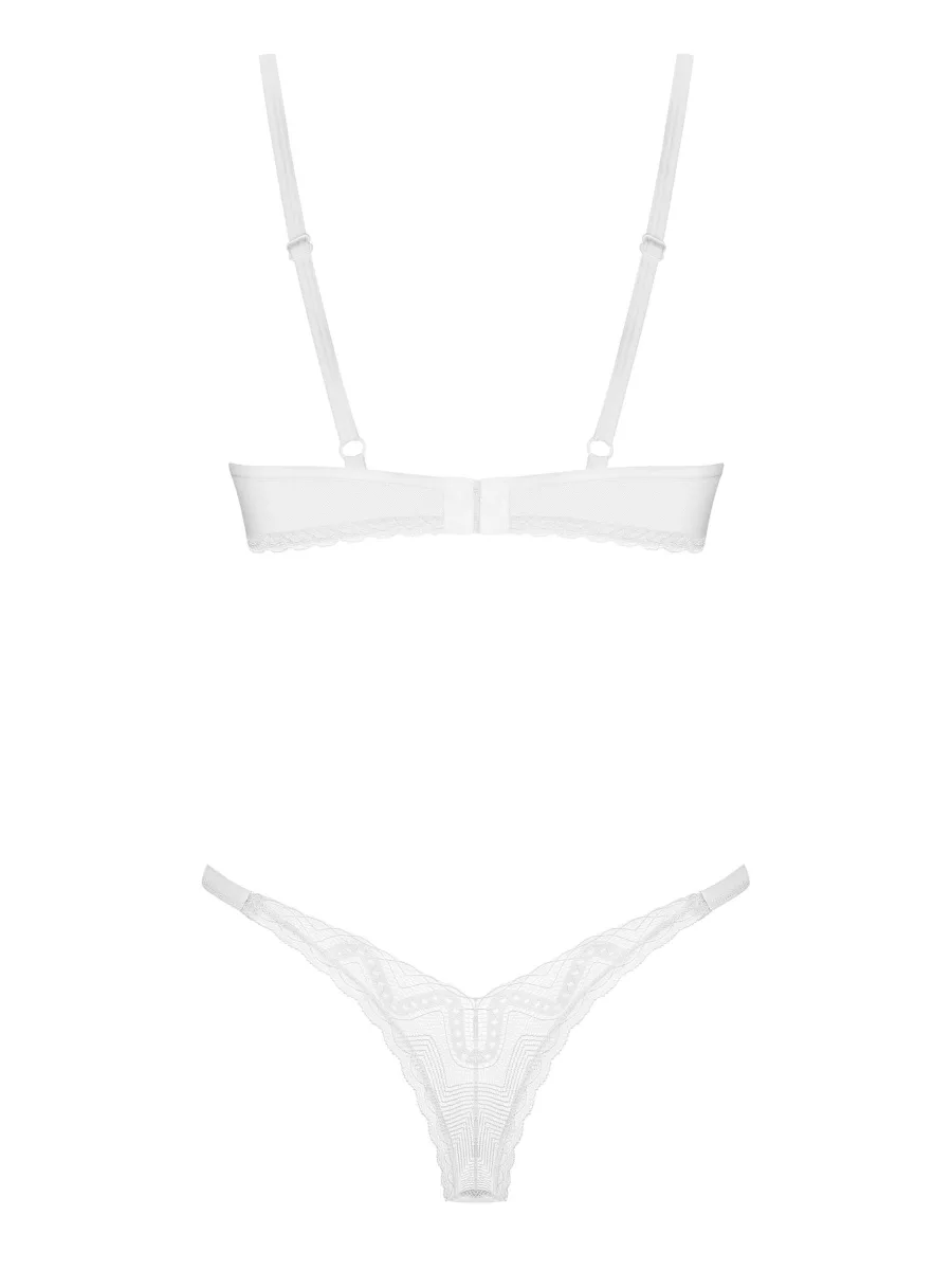 White Lingerie Set Obsessive Alissium — Geometric Lace