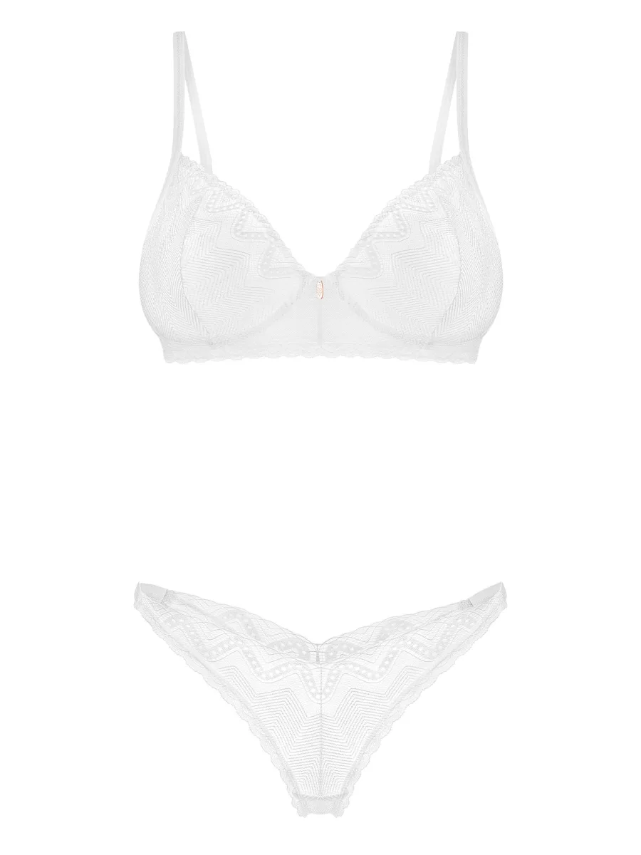 White Lingerie Set Obsessive Alissium — Geometric Lace