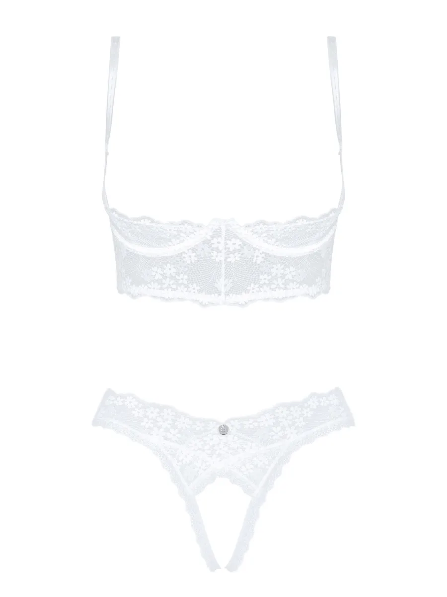 White Lingerie Set Obsessive Heavenlly — Cupless