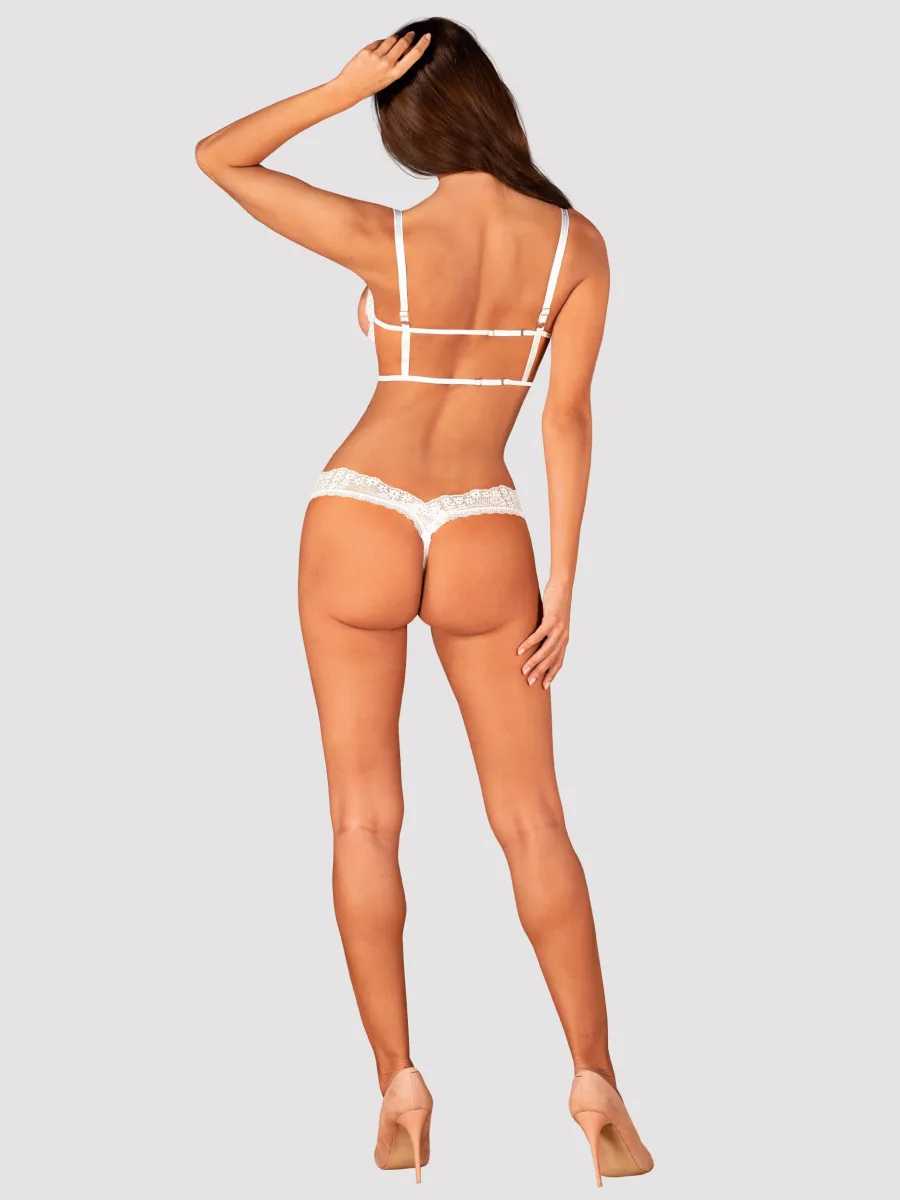 White Lingerie Set Obsessive Heavenlly — Cupless