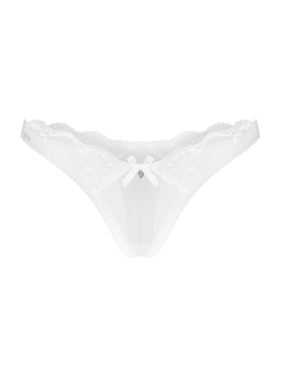 White Semi-Sheer Lace Thong Obsessive Weddya