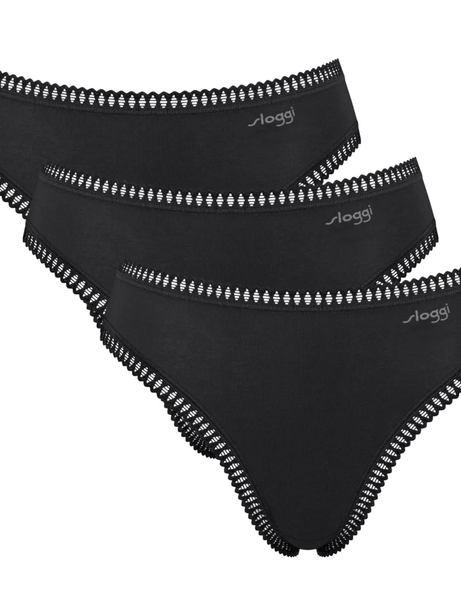 High Leg Briefs Sloggi Go Crush 3-Pack – Organic Cotton Black