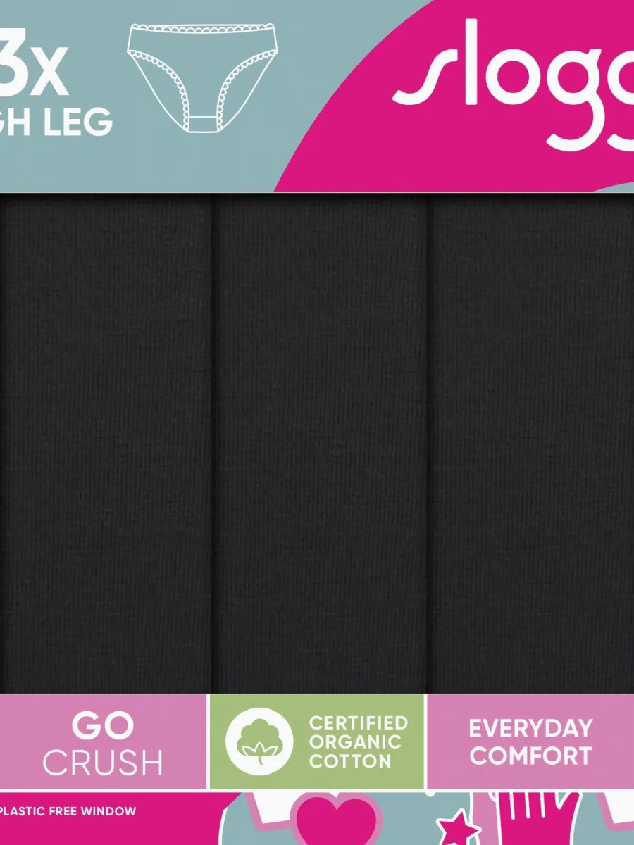 High Leg Briefs Sloggi Go Crush 3-Pack – Organic Cotton Black